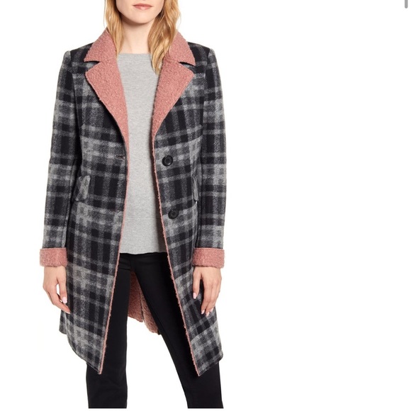 Sam Edelman Jackets & Coats Sam Edelman Faux Shearling Trim Plaid